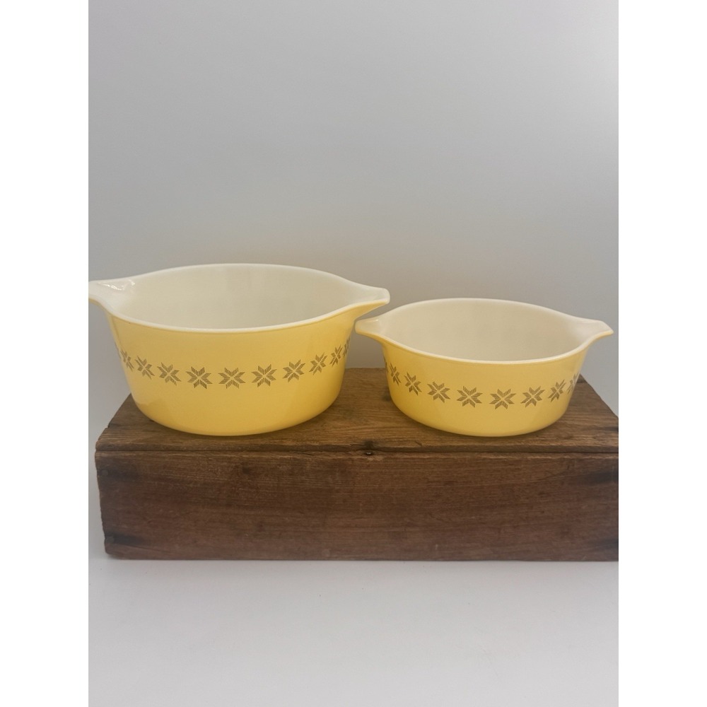 Pyrex Town & Country Brown & Yellow 474B 1.5 QT & 472 1.5 PT Casserole Dishes - Picture 12 of 15